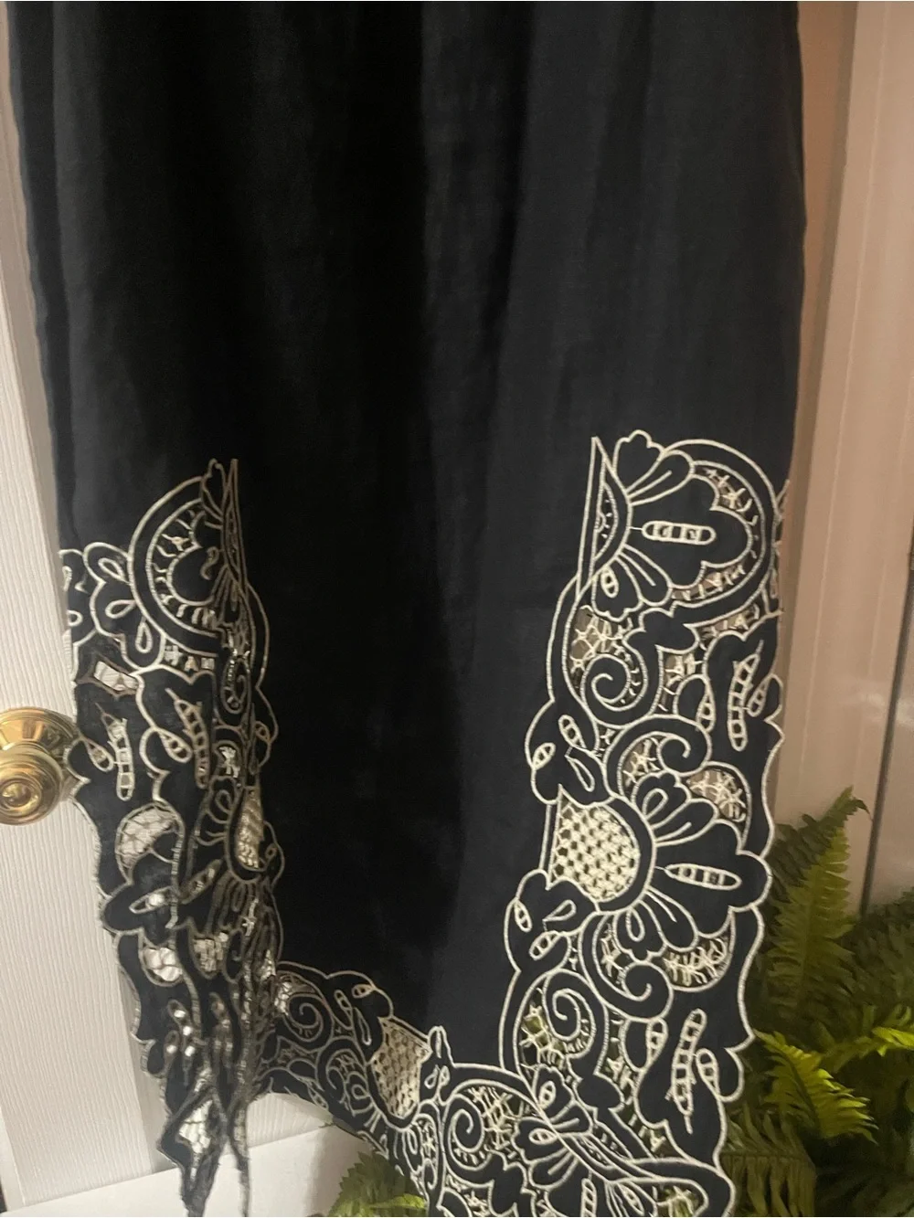 J. Crew Black Maxi Dress with Cream Embroidered Yoke